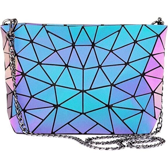 🆕LUMINOUS Purse Geometric Handbags Holographic Reflective Crossbody Bag NWT - Picture 1 of 8